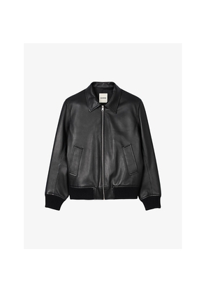 Womens Sandro Relaxed-Fit Leather Jacket