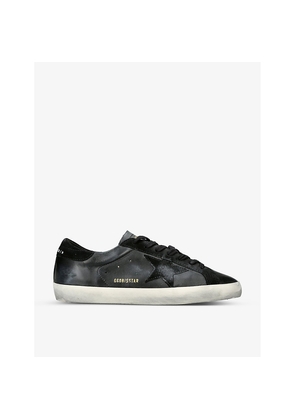 Mens Golden Goose Super-Star Logo-Embossed Leather and Suede Trainers