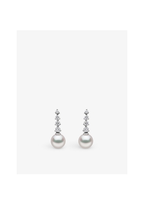 Womens Yoko London Diamond Classic 18ct White-Gold, Akoya-Pearl and 0.43ct Diamond Drop Earrings