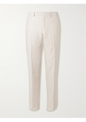 Mr P. - Straight-Leg Houndstooth Linen Trousers - Men - Neutrals - 28