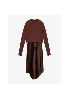 Womens Allsaints Jax 2-In-1 Pleated Maxi Dress