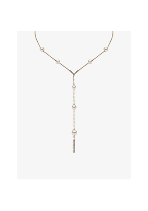 Womens Yoko London Trend 18ct Yellow-Gold, Freshwater-Pearl and Round-Brilliant 0.188ct Diamond Necklace