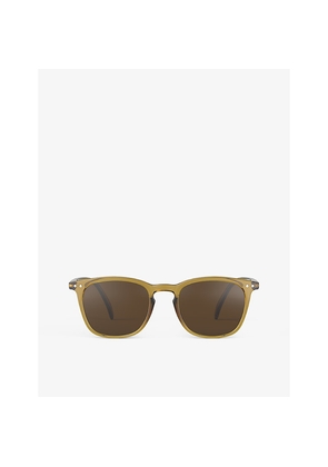 Womens Izipizi #E Square-Framed Golden Green Sunglasses