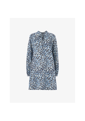 Womens Whistles Feathered Wing-Pattern Lyocell and Cotton-Blend Mini Dress