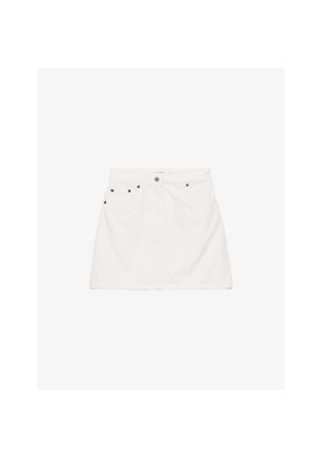Womens Prada Logo-Embellished Denim Mini Skirt