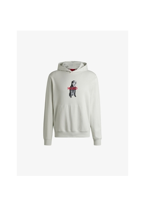 Mens Hugo Animal-Graphic Regular-Fit Cotton-Jersey Hoody