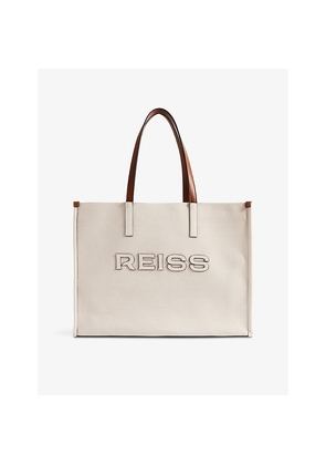 Womens Reiss Branded Cotton-Blend Tote Bag