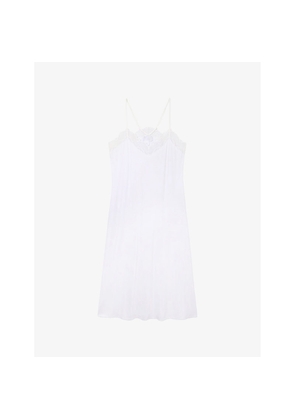 Womens The White Company Lace-Embroidered Cami Stretch-Jersey Nightie