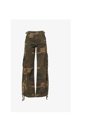 Womens Jaded London Trooper Camo Straight-Leg Regular-Fit Cotton Trousers