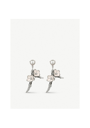 Womens Shaun Leane Cherry Blossom Silver, Diamond and Freshwater Pearl Earrings
