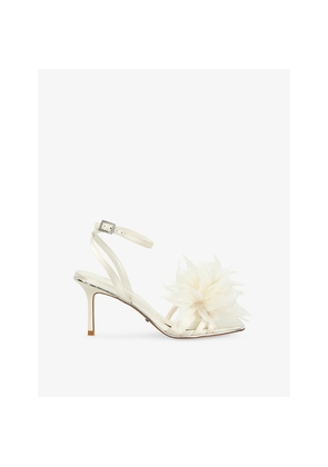 Womens Dune Mylove Bridal Feather Satin Heeled Sandals