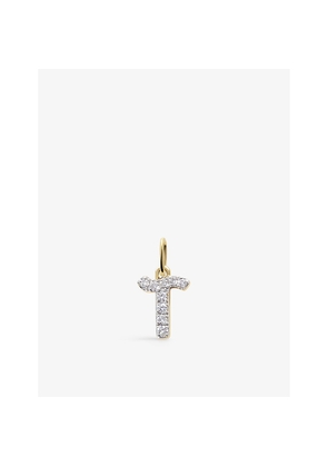 Womens Monica Vinader T Letter 14ct Yellow-Gold and Lab-Grown Diamond Charm