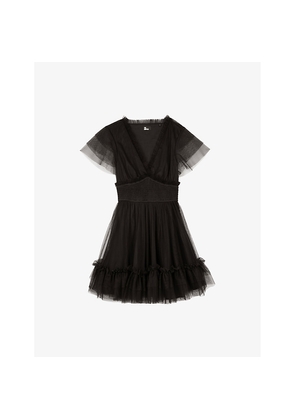 Womens The Kooples V-Neck Tulle Mini Dress