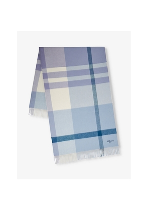 Womens Mulberry Large-Check Merino-Wool Scarf