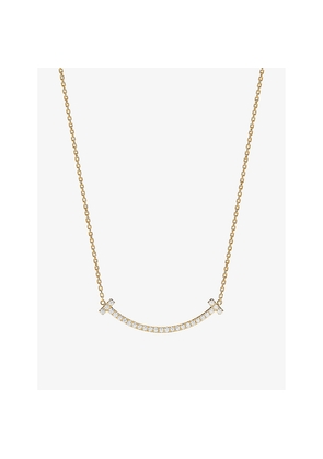 Womens Tiffany & Co Tiffany T Medium Smile 18ct Yellow-Gold and 0.48ct Brilliant-Cut Diamond Pendant Necklace