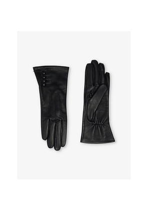 Womens Dents Natalie Button-Embellishment Leather Gloves