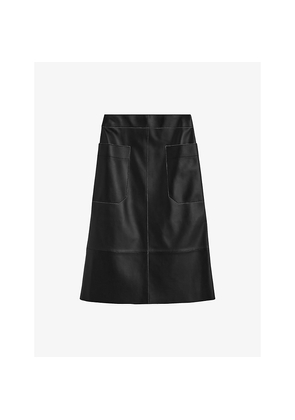 Womens Joseph Blomfield Side-Pocket Leather Midi Skirt