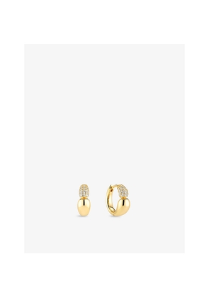 Womens Sif Jakobs Goccia Creolo Piccolo 18ct Yellow Gold-Plated 925 Sterling Silver and Cubic Zirconia Hoop Earrings