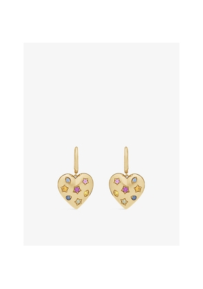 Womens Roxanne First Kaleidoscope 14ct Yellow-Gold and 0.51ct Sapphire Earrings Hoops
