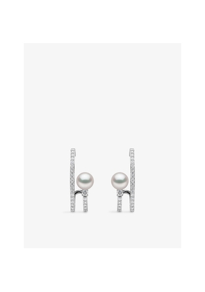 Womens Yoko London Jazz 18ct White-Gold, Akoya-Pearl and Brilliant Round-Cut 0.75ct Diamond Earrings