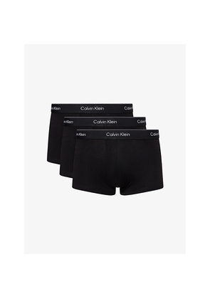 Mens Calvin Klein Icon Logo-Waistband Pack Of Three Stretch-Cotton Trunks