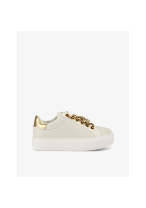 Womens Kurt Geiger London Laney Charm Chain-Lace Leather Low-Top Trainers