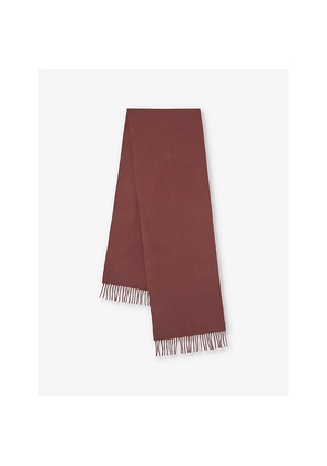 Womens Mulberry Brand-Embroidered Fringed-Trim Wool Scarf