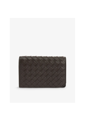 Mens Bottega Veneta Intrecciato Front-Flap Leather Wallet