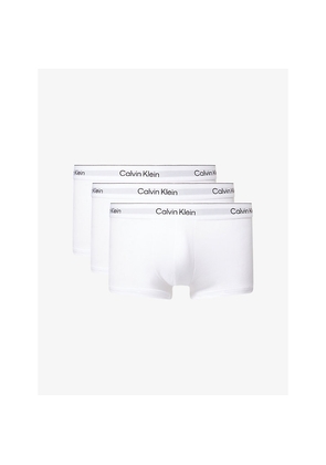 Mens Calvin Klein Icon Logo-Waistband Pack Of Three Stretch-Cotton Trunks