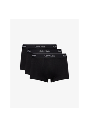 Mens Calvin Klein Icon Logo-Waistband Pack Of Three Stretch-Cotton Trunks