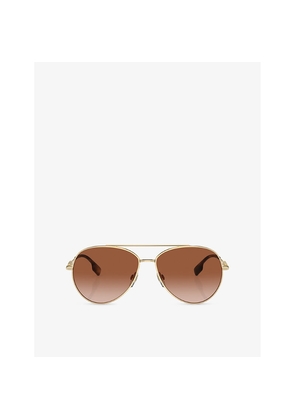 Womens Burberry Be3147 Aviator-Frame Metal Sunglasses