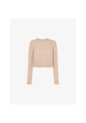 Womens Whistles Round-Neck Fluffy-Texture Knitted Jumper