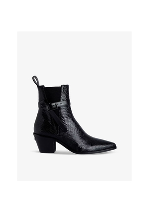 Womens Zadig&Voltaire Tyler Python-Effect Leather Heeled Ankle Boots