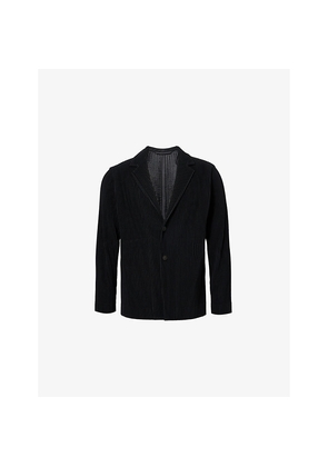 Mens Homme Plisse Issey Miyake Basics Notch-Lapels Slim-Fit Knitted Blazer