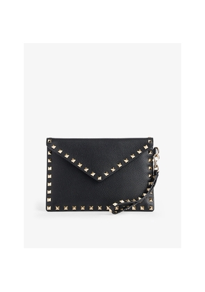 Womens Valentino Garavani Rockstud Grained- Leather Pouch