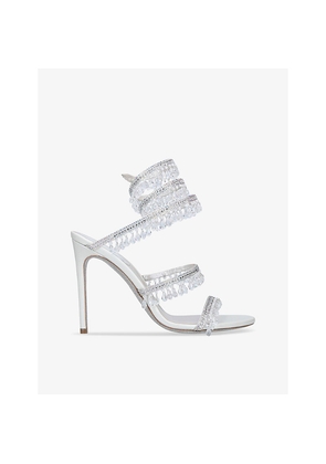 Womens Rene Caovilla Chandelier 105 Crystal-Embellished Heeled Leather Sandals