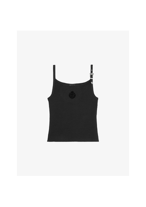 Womens The Kooples Buckle-Embellished Slim-Fit Stretch-Jersey Vest