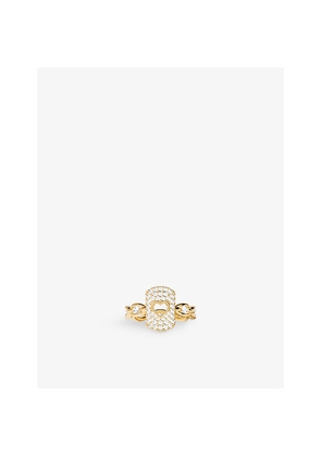 Womens Apm Monaco Heart Pavé Chain 18ct Yellow Gold-Plated Alloy and Cubic Zirconia Ring