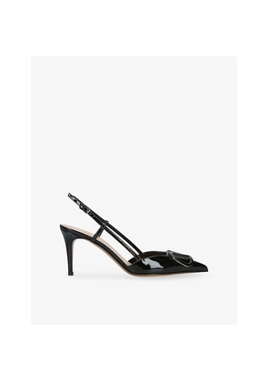 Womens Valentino Garavani Vlogo Sling-Back Leather Heeled Courts