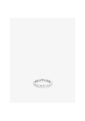 Womens Astrid & Miyu Bezel Heart Eternity Rhodium-Plated Sterling-Silver and Cubic Zirconia Ring