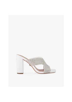 Womens Carvela Paparazzi Pearl-Embellished Faux-Leather Block-Heel Sandals