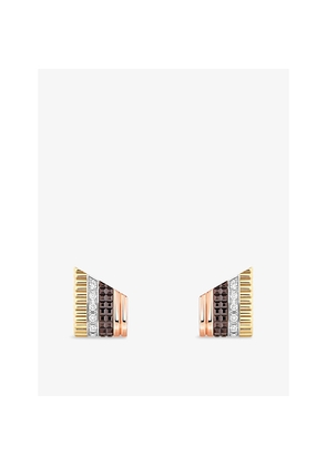 Womens Boucheron Quatre Classique 18ct Yellow-Gold, White-Gold, Pink-Gold, PVD and 0.26ct Diamond Stud Earrings