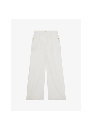 Womens Reiss Ashby Wide-Leg Linen Trousers
