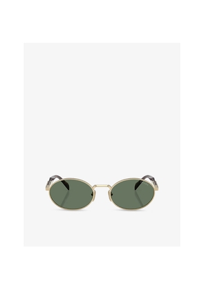 Prada 65Zs Oval-Frame Metal Sunglasses