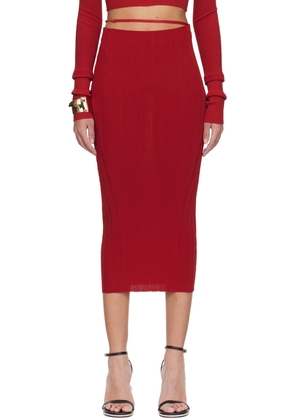 JACQUEMUS Red Les Sculptures 'La jupe Pralù' Midi Skirt