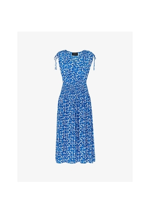 Womens Whistles Abstract-Print Shirred-Panel Woven Midi Dress