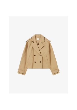 Womens Claudie Pierlot Open-Collar Relaxed-Fit Short Cotton Trench Jacket