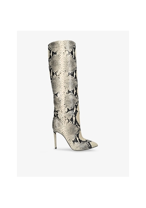Womens Paris Texas Stiletto Python 105 Leather Knee-High Boots