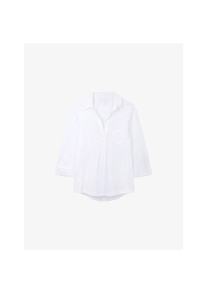 Womens The White Company Half-Placket Regular-Fit Cotton Shirt