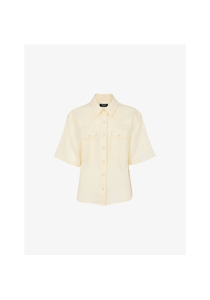 Womens Whistles Western Patch-Pocket Short-Sleeve Linen Shir